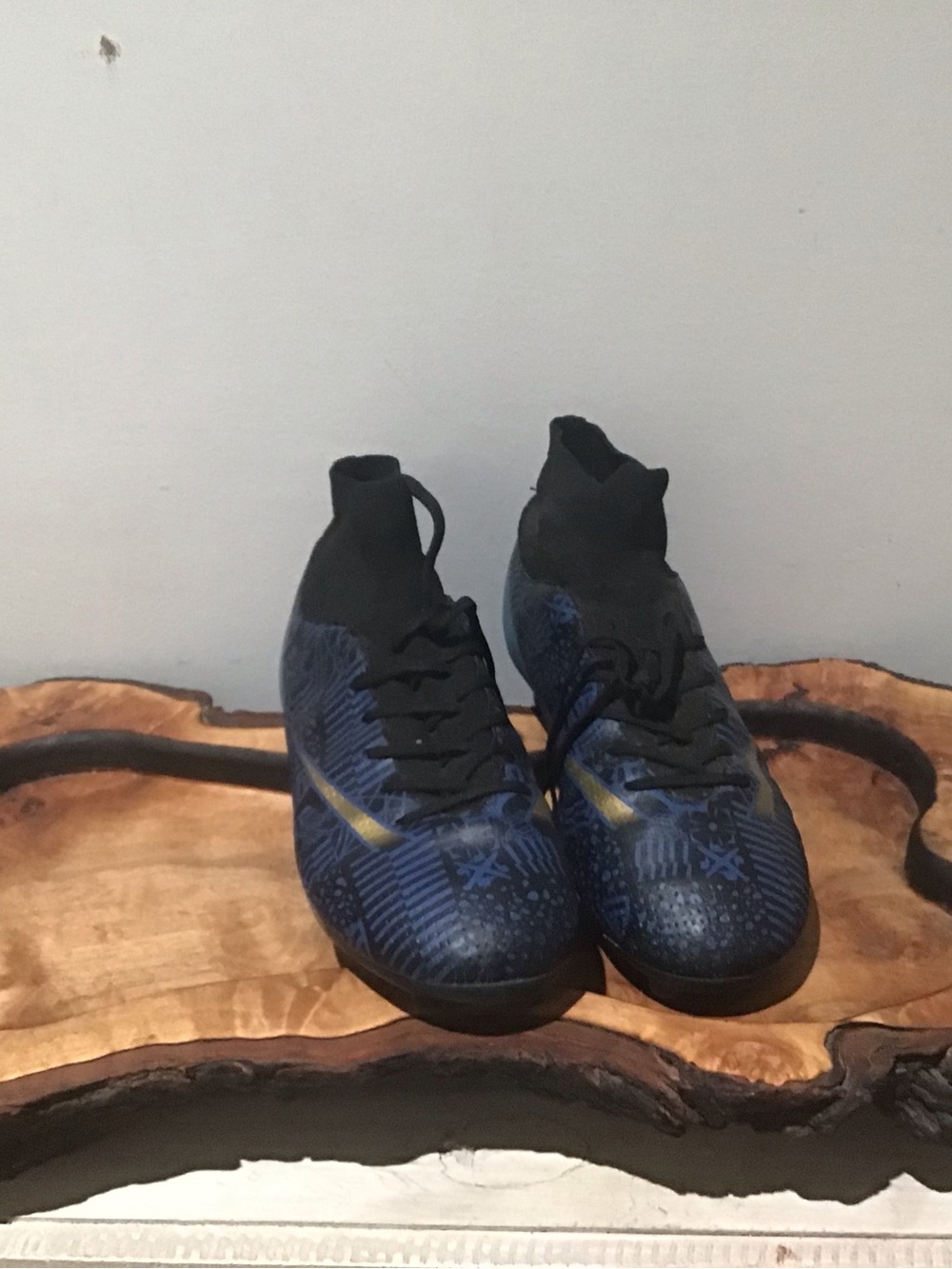 Nike Black Sneakers with Blue Heel Accents